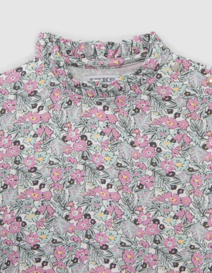 T-shirt kaki imprimé petites fleurs bébé fille-2