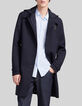 Marineblauer Herrentrenchcoat mit Futter und Kapuze-3