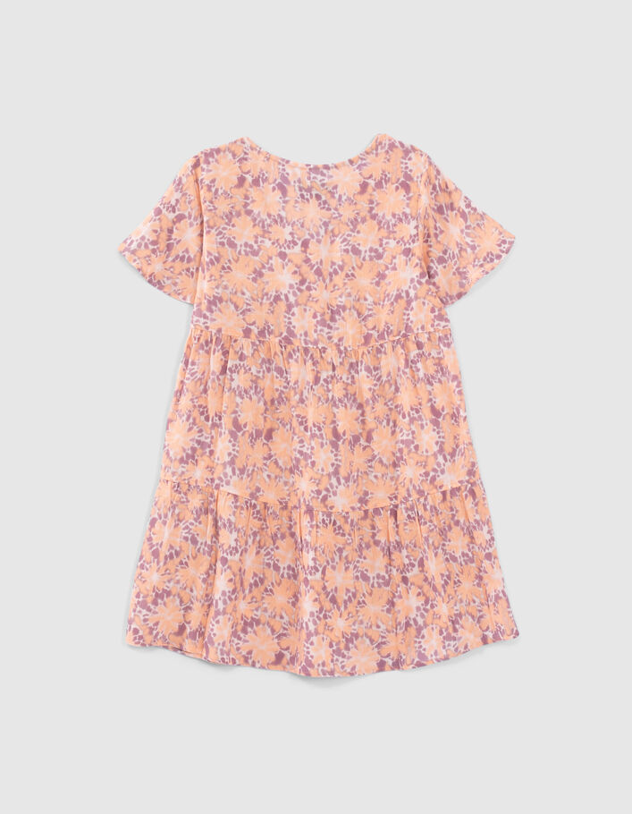 Girls’ violet psychedelic flower print dress - IKKS