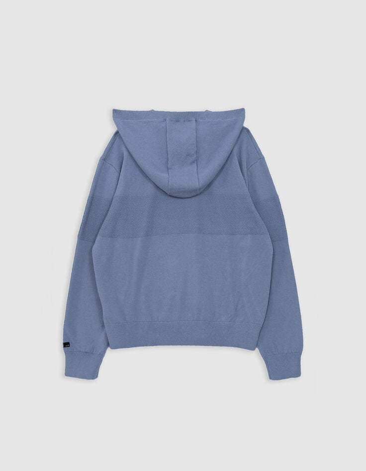 Pull bleu tricot bandes fantaisie garçon-4 Pull bleu tricot bandes fantaisie garçon-4