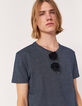 Tee-shirt bleu foncé jacquard faux-uni Homme-2