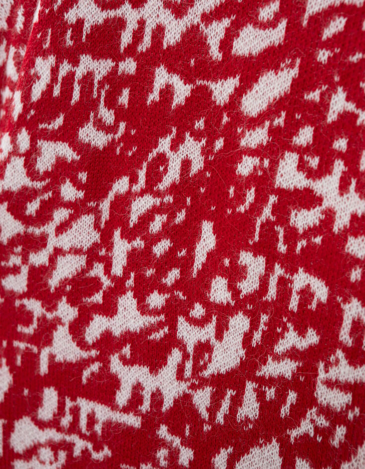 Rode gebreide trui jacquard tagmotief Dames-6