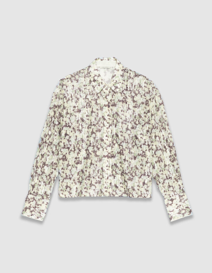 Chemise verte motif camouflage broderies sequins Femme-6