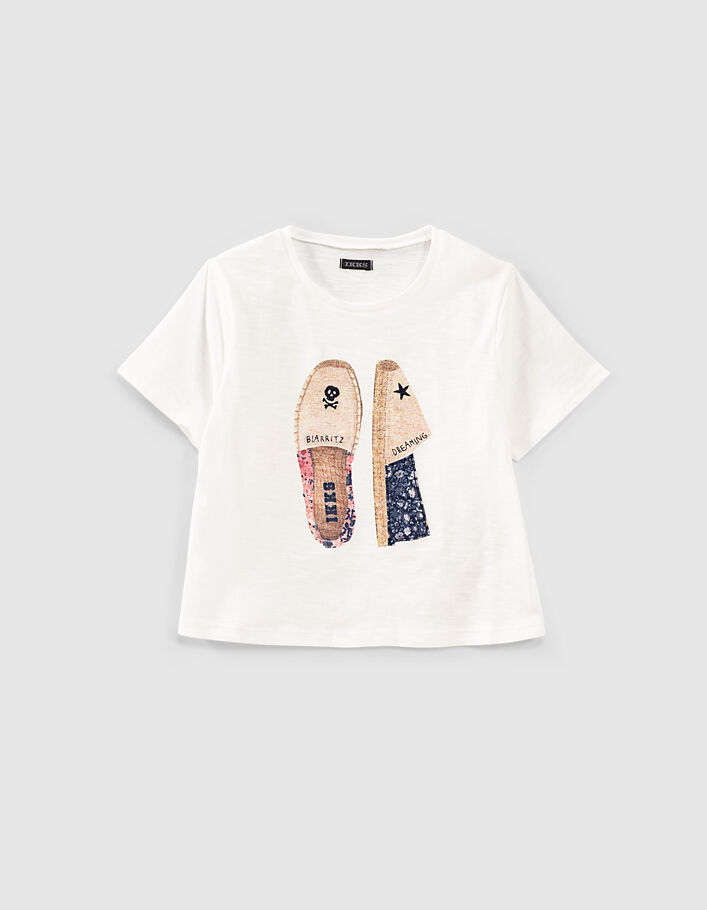 Girl’s off-white espadrilles image organic T-shirt - IKKS