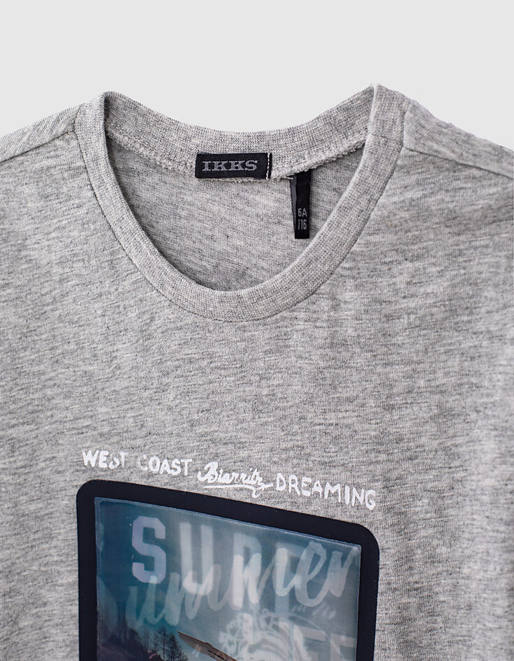 Grijs T-shirt lenticulaire surfopdruk biokatoen jongens -4