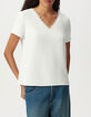 Ecru Lace-Trimmed Top-1