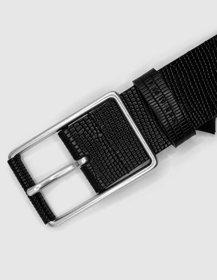 Ceinture noire cuir embossé effet python Homme-2