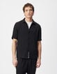 Camisa negra de manga corta de tejido plisado para Hombre-2