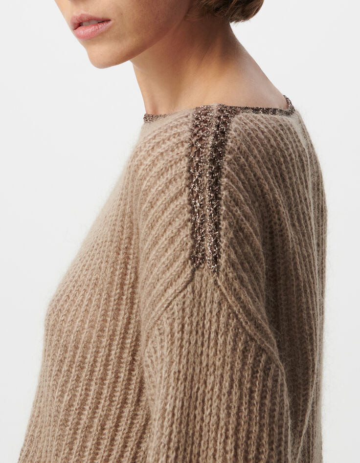Pull s&eacute;same tricot d&eacute;tails lurex encolure Femme-4