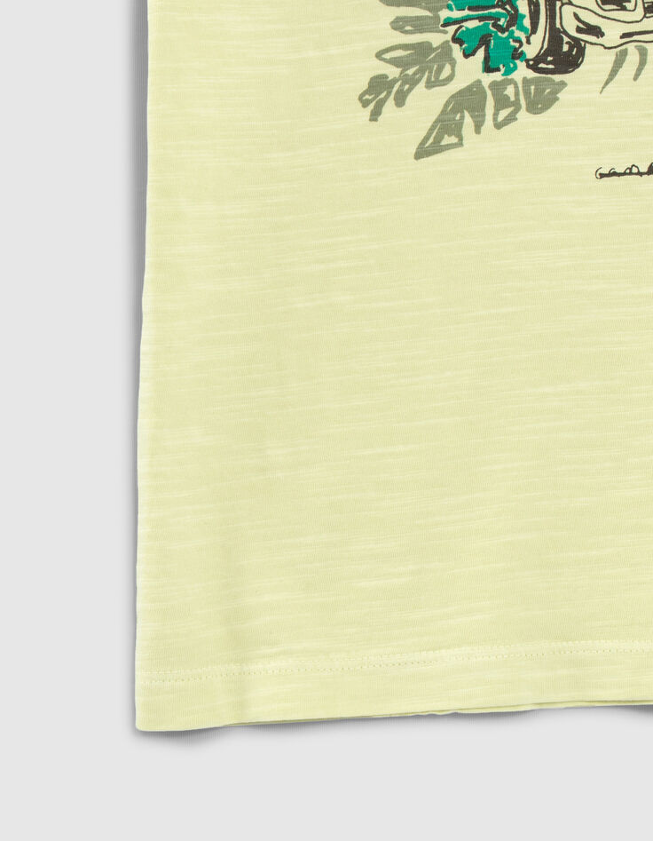 Boys' lime T-shirt with skeleton-car image and embroidery-4