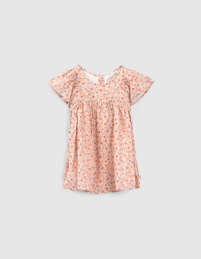 Baby girls’ peach micro-flower print Lenzing™ Ecovero™ dress - IKKS