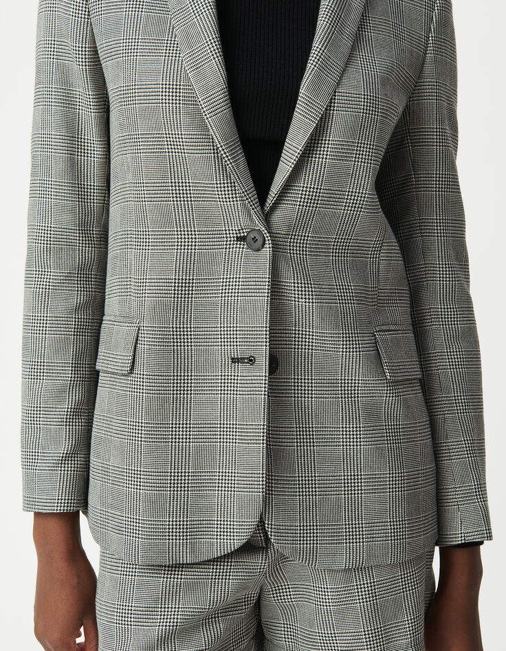 Women's Prince of Wales grey suit jacket-4