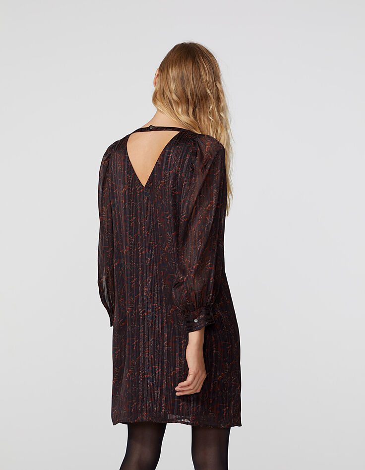 Vestido gasa jacquard metalizado estampado barroco-3