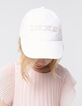 White cap with tone-on-tone embroidery for girl-2