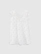 Girls’ ecru cotton gauze embroidered dress-3