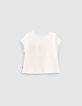 Baby girls’ ecru pineapple skull organic T-shirt-3