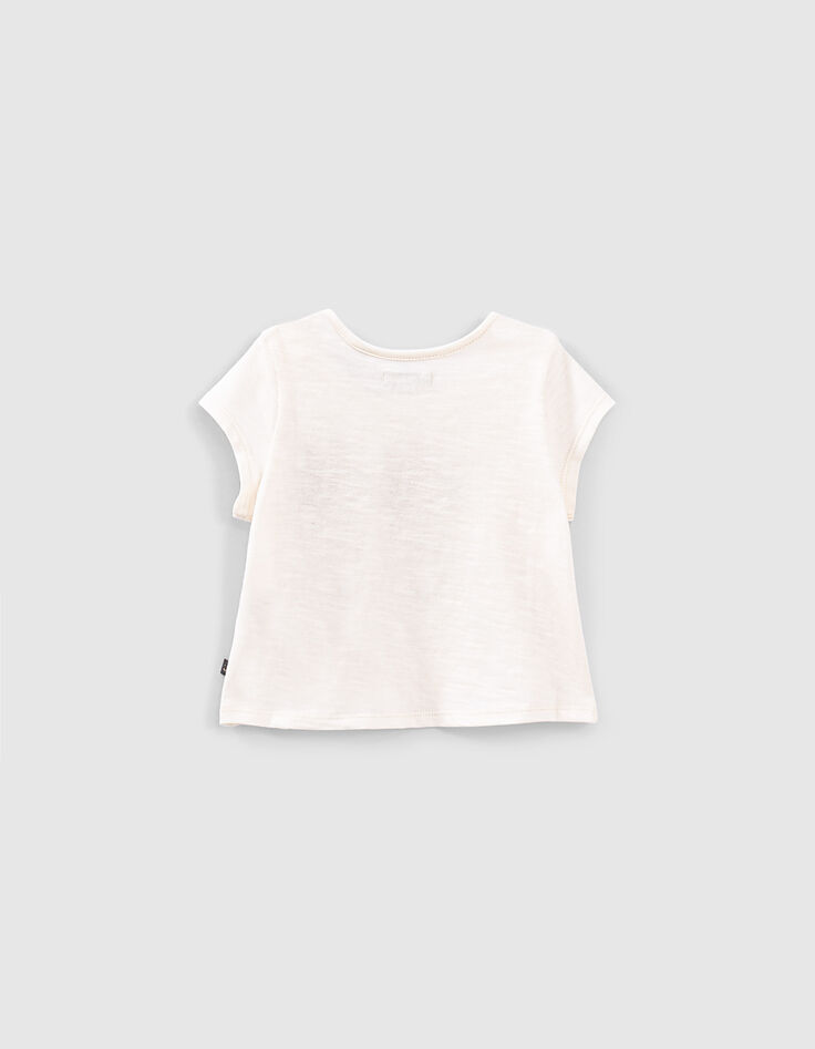 Baby girls’ ecru pineapple skull organic T-shirt-3