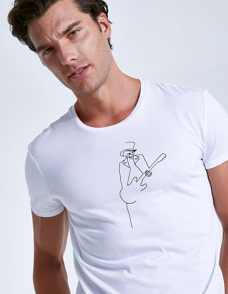 Tee-shirt blanc dessin squelette Homme-2 Tee-shirt blanc dessin squelette Homme-2