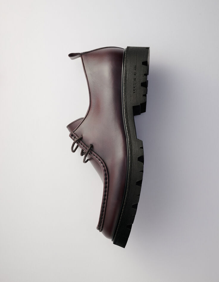 Zapatos derby con plataforma en piel ciruela para hombre-8