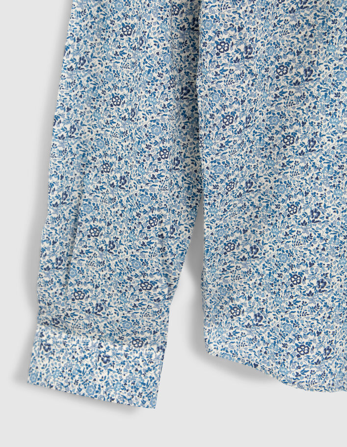 Chemise IKKS Coton Bleu Et Jaune à Fleurs - Taille M (40), Occasion Très Bon État