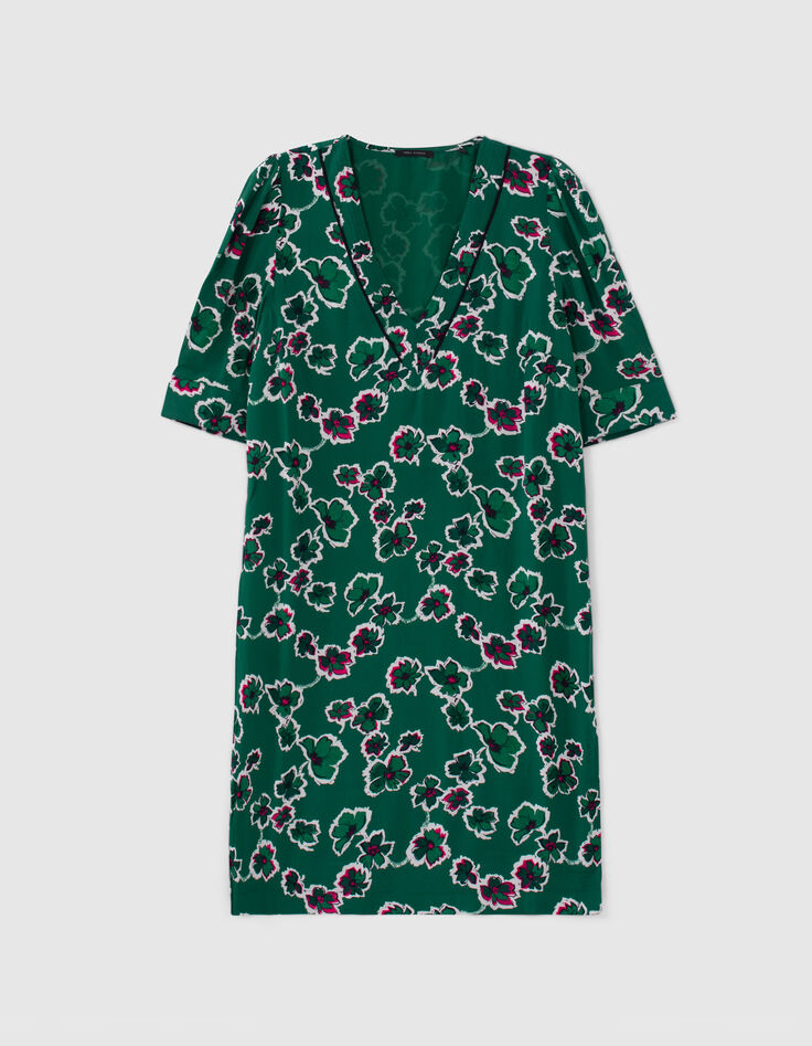 Robe verte maxi floral Femme-5