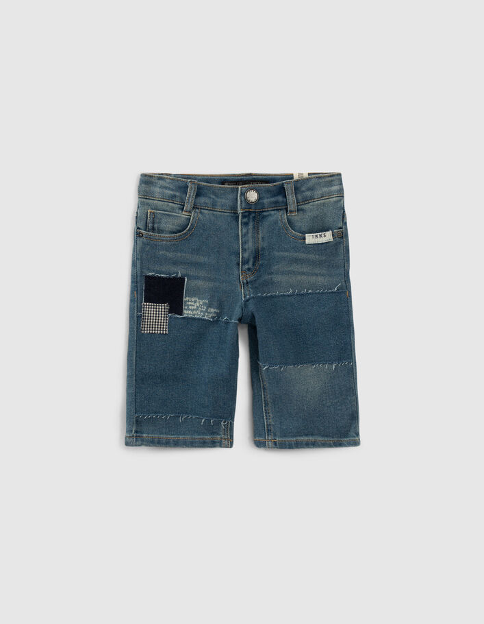 Bermuda en jean bleu esprit patchwork garçon - IKKS