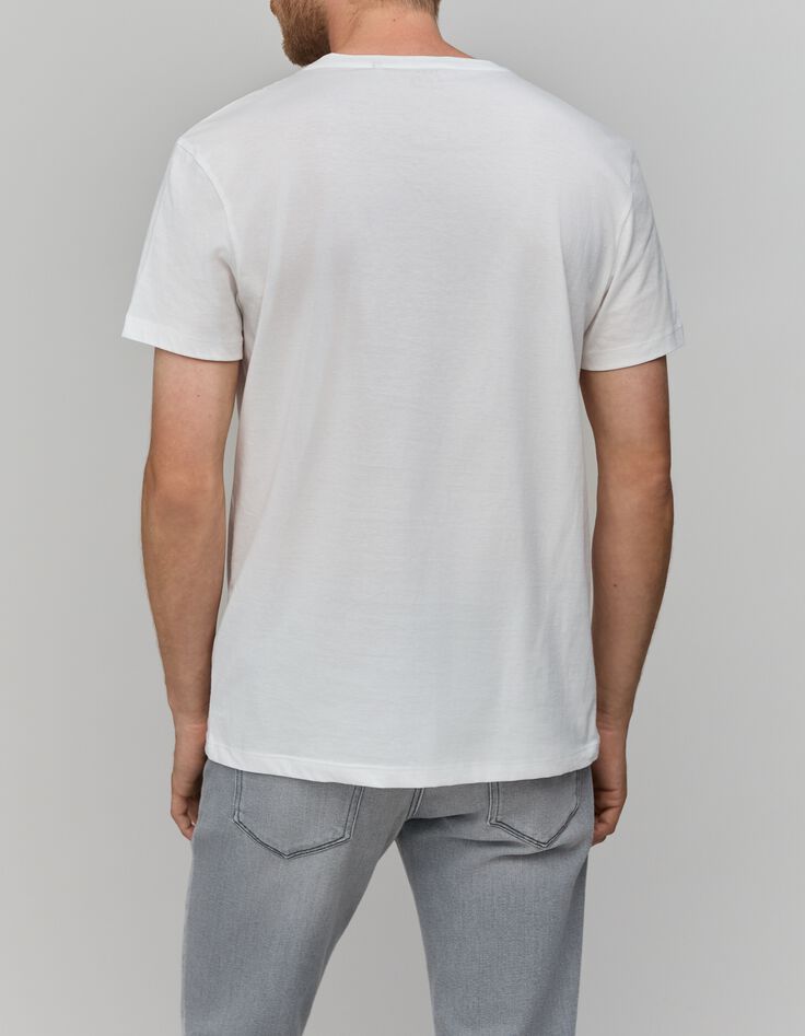 Camiseta de hombre blanca de algod&oacute;n org&aacute;nico visual rock-3