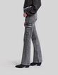 Women’s faded black flared jeans with cargo pockets-5