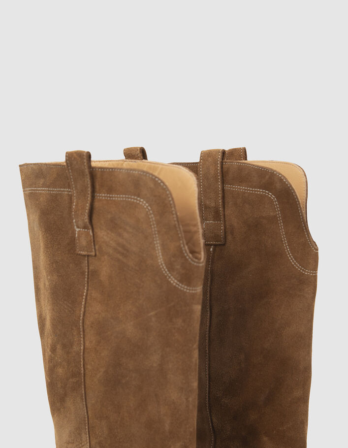 Women’s cognac suede cowboy-style boots-6