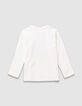 Boys’ white organic cotton T-shirt with printed van image-3