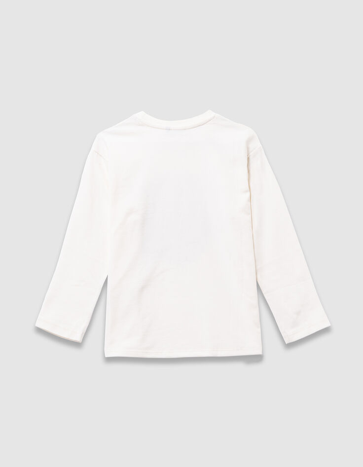 Boys’ white organic cotton T-shirt with printed van image-3