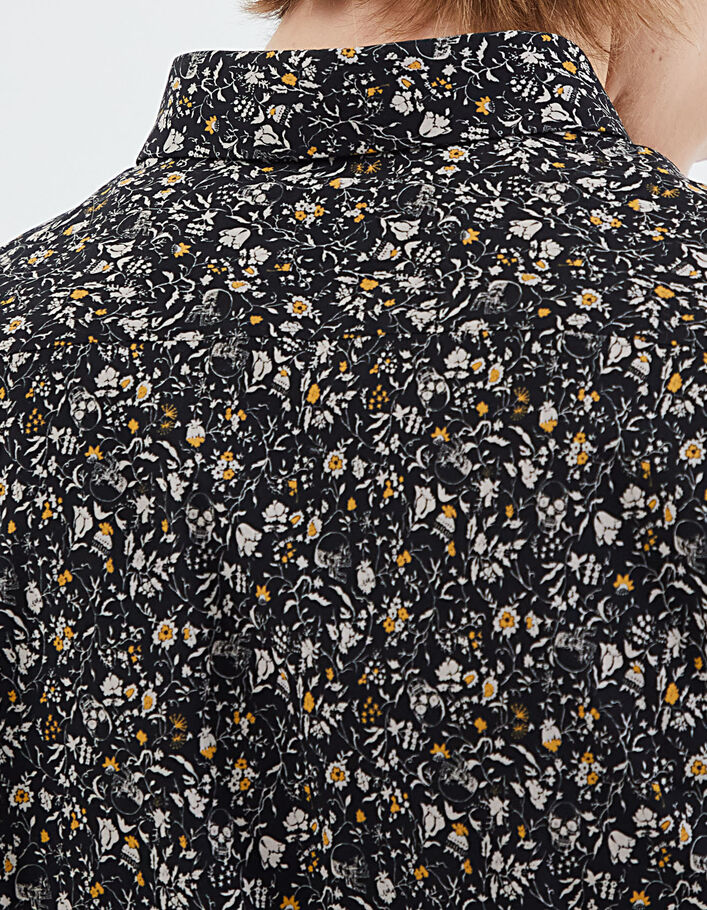 Men’s black flowery print SLIM shirt-5
