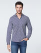 Geblümtes blaues Herren SLIM-Hemd-2
