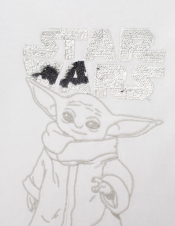 Camiseta blanco bordado Bebé Yoda IKKS - STAR WARS™ niña-5