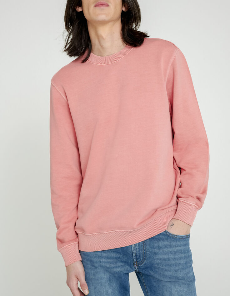 Sweat corail en molleton blanchi Homme-6