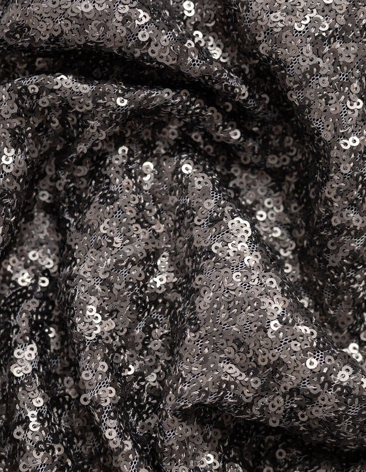 Robe portefeuille grise brod&eacute;e sequins m&eacute;tallis&eacute;s Femme-7