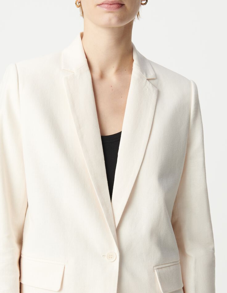Anzugjacke f&uuml;r Damen aus ungebleichtem Leinen und Baumwolle-4