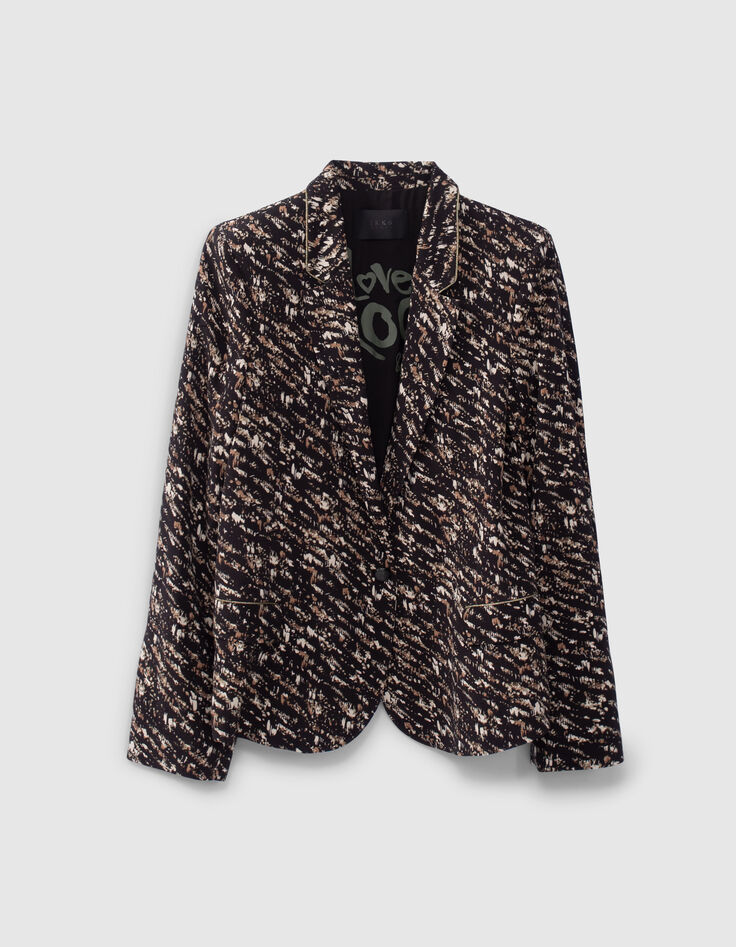 Women’s black fusain print suit jacket-4