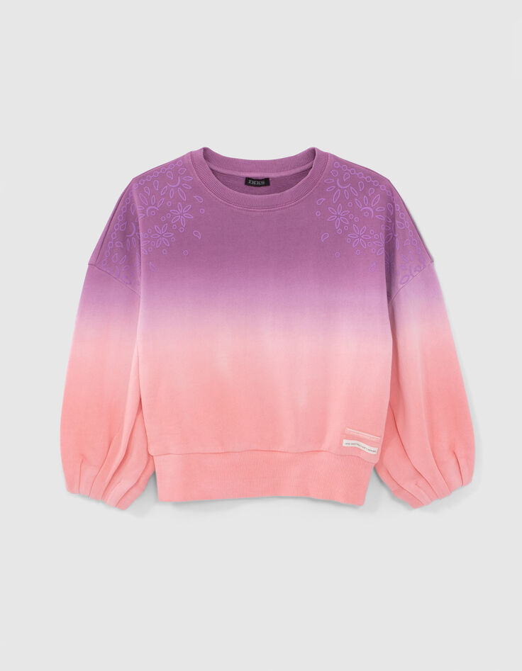 Sweat rose molleton effet deep dye fille-3 Sweat rose molleton effet deep dye fille-3
