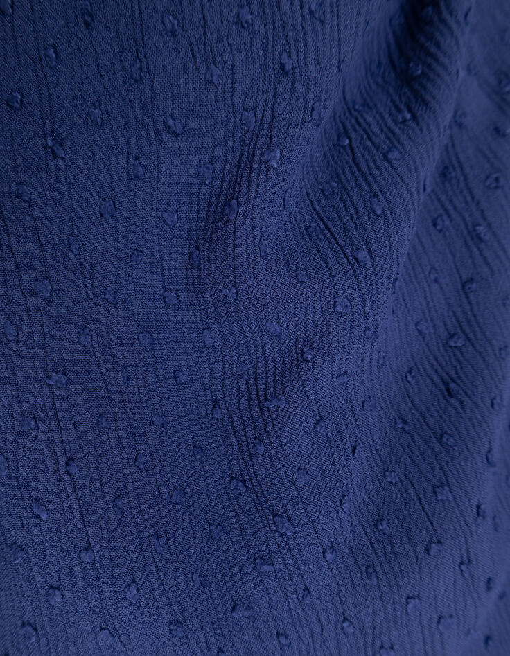 Robe longue bleue jacquard motif plumetis fille-10