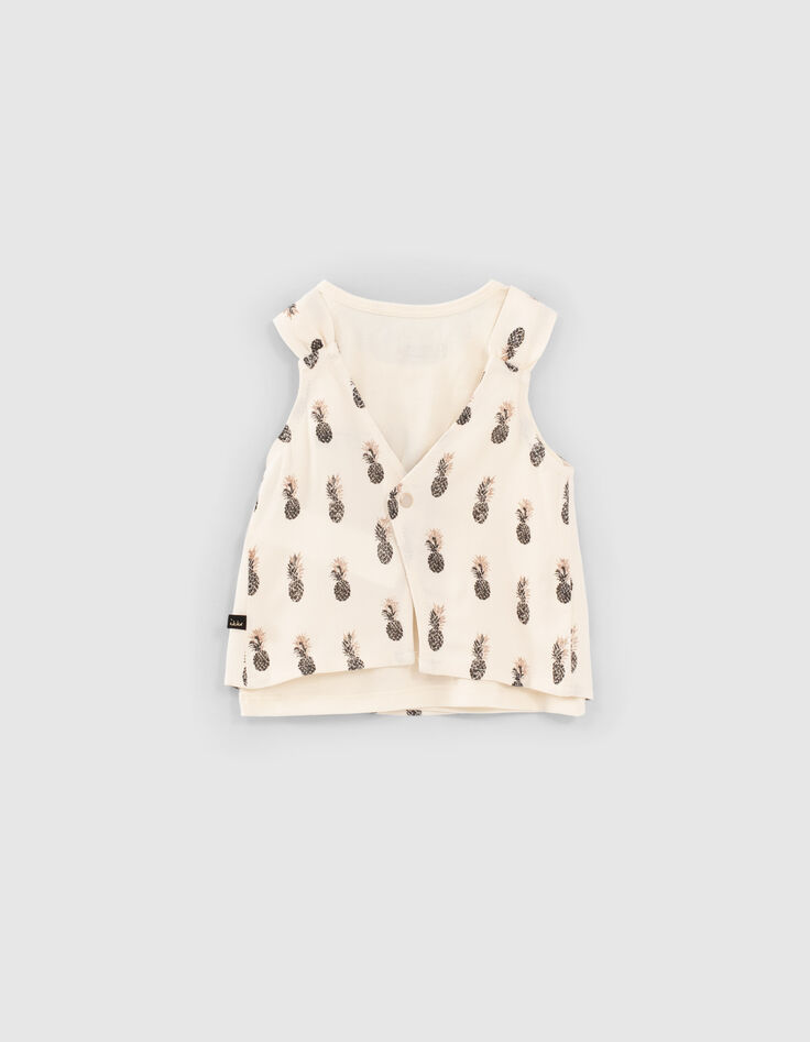 Kittfarbene 2-in-1 Babymädchen-Bluse, Ananas auf Tanktop -4