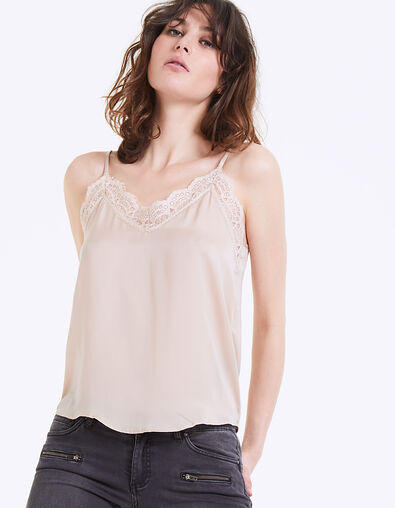Caraco dentelle en satin champagne femme - IKKS