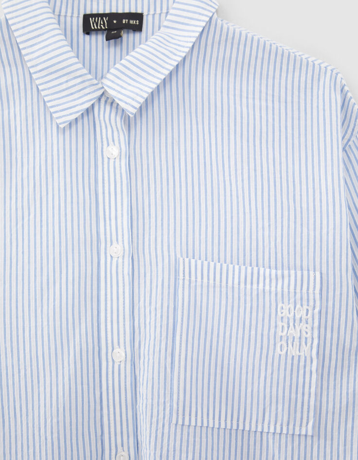 Gebroken witte hemdblouse blauwe strepen meisjes-5