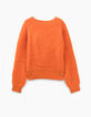 Pull orange en tricot duveteux fille-2