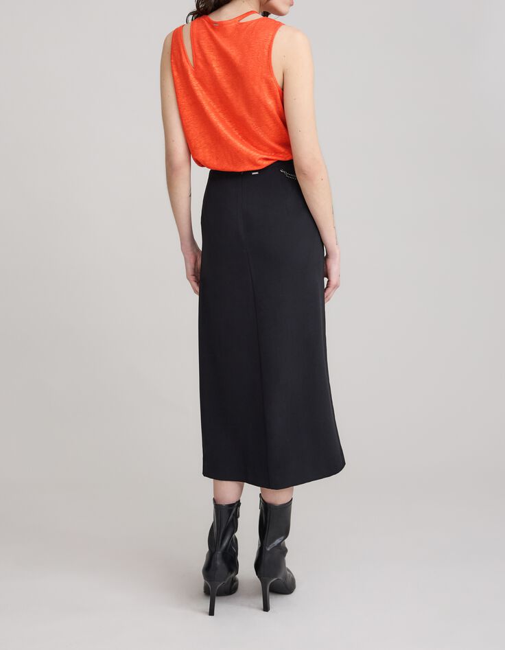 Women's iridescent linen knit asymmetrical melon tee-shirt-7