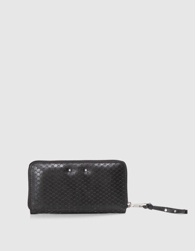 Cartera mujer 1440 Compagnon de cuero repujado negro para mujer - IKKS