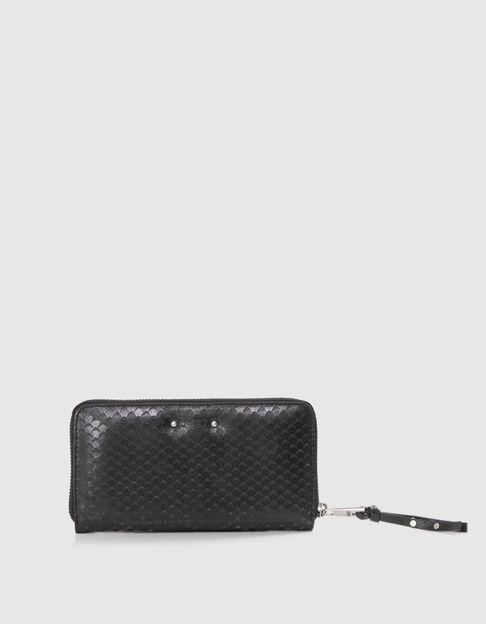 Women's 1440 Compagnon black embossed leather wallet - IKKS