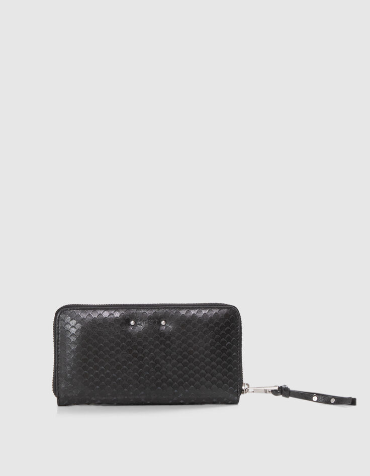 Cartera mujer 1440 Compagnon de cuero repujado negro para mujer-1