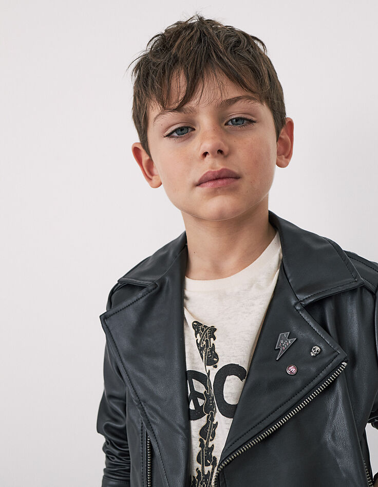 Veste noire esprit motard garçon-1