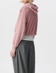 Sudadera con capucha oversize de algod&oacute;n org&aacute;nico rosa para mujer-3